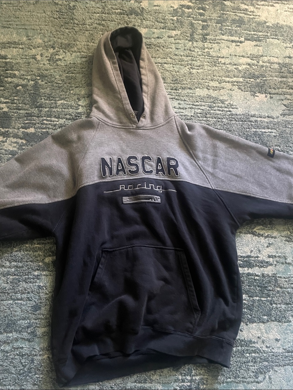 NASCAR Racing Men's Two-Tone Hooded Sweatshirt - Gray & Black